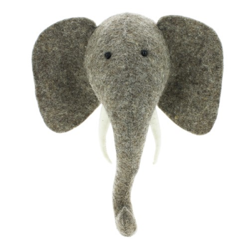 Image showing the Elephant Head Mini Felt Animal Wall Decoration, Grey product.