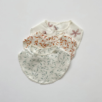 Image showing the Pack of 2 Printed Organic Cotton Dribble Bibs, Green Leaves product.