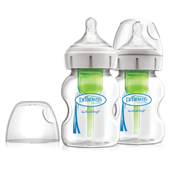 Image showing the Options+ Pack of 2 Glass Baby Bottles, 150ml product.
