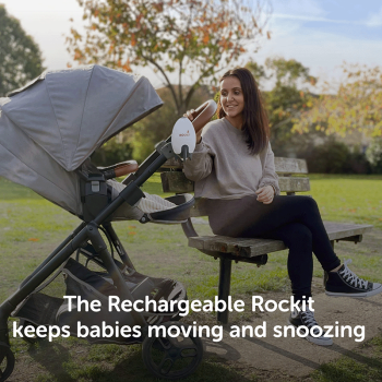Image showing the Rechargeable Portable Pushchair Rocker, White product.