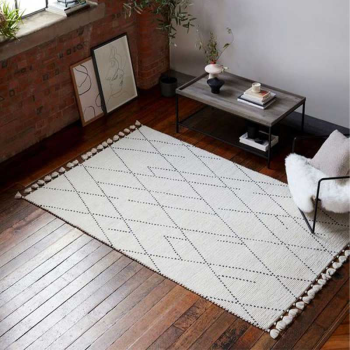 Image showing the Nepal Linear Rug, 120 x 170cm, Cream & Black product.