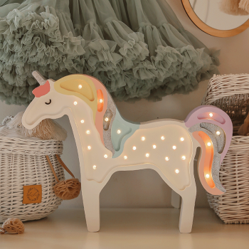Image showing the Wooden Unicorn Lamp, Rainbow product.