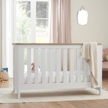 Image showing the Verona 3 in 1 Cot Bed, White/Oak product.