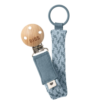 Image showing the Paci Braid Wooden Dummy Clip, Petrol / Baby Blue product.