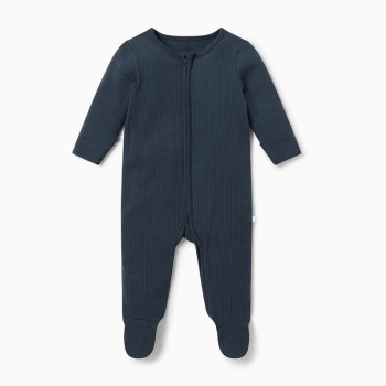 Image showing the Ribbed Zip-Up Sleepsuit, 3 - 6 Months, Navy product.