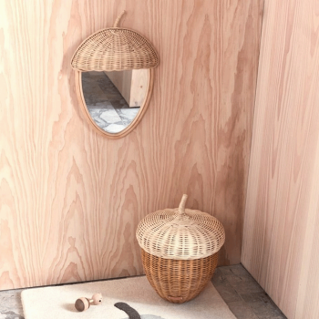 Image showing the Rattan Acorn Wall Mirror, Nature product.