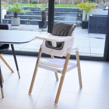Image showing the Nova Convertible High Chair Bundle, Birth to 12 Years, White/Oak product.