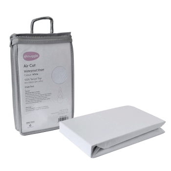 Image showing the Shnuggle Air Waterproof Cot Mattress Protector, White product.