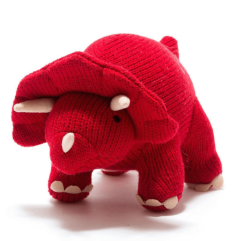 Image showing the Knitted Triceratops Soft Toy, Red product.