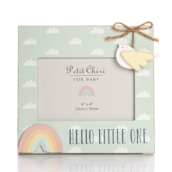 Image showing the Petit Cheri Bird & Rainbow Photo Frame, 6 x 4", Green product.