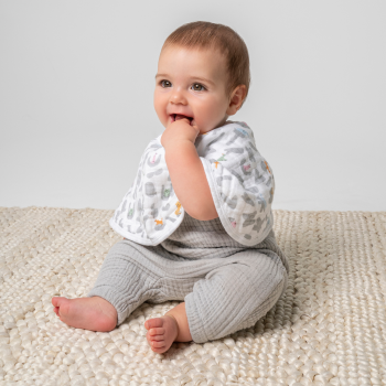 Image showing the Essentials Cotton Muslin Baby Bib & Burp Cloth, 57 x 28cm, Alphabet Animals product.