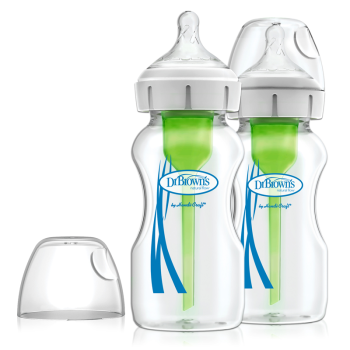 Image showing the Options+ Pack of 2 Glass Baby Bottles, 270ml product.