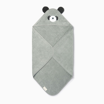 Image showing the Panda Hooded Baby Bath Towel, Grey product.