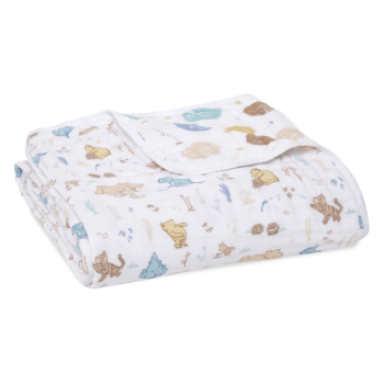 Image showing the Boutique Dream Blanket Cotton Muslin Blanket, 120 x 120cm, Winnie The Pooh in the Woods product.