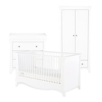 Image showing the Clara 3 Piece Nursery Furniture Set excl. Mattress, White product.