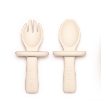 Image showing the My 1st Silicone Spoon & Fork, Cloud White product.