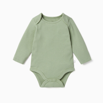 Image showing the Ribbed Long Sleeve Bodysuit, 0 - 3 Months, Sage product.