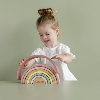 Image showing the Rainbow Wooden Stacker Toy, Pink product.