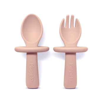 Image showing the My 1st Silicone Spoon & Fork, Ash Rose product.