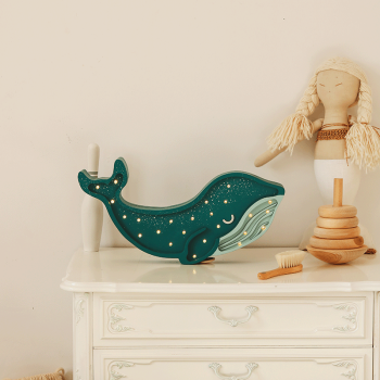 Image showing the Wooden Whale Lamp, Galaxy Teal product.