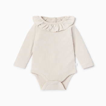 Image showing the Ribbed Frill Collar Bodysuit, 3 - 6 Months, Ecru product.