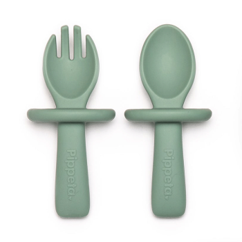 Image showing the My 1st Silicone Spoon & Fork, Meadow Green product.