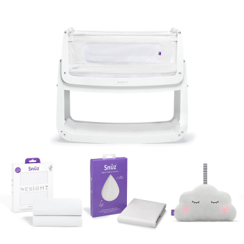 Image showing the SnuzPod4 4 Piece Bedside Crib Starter Set, White product.
